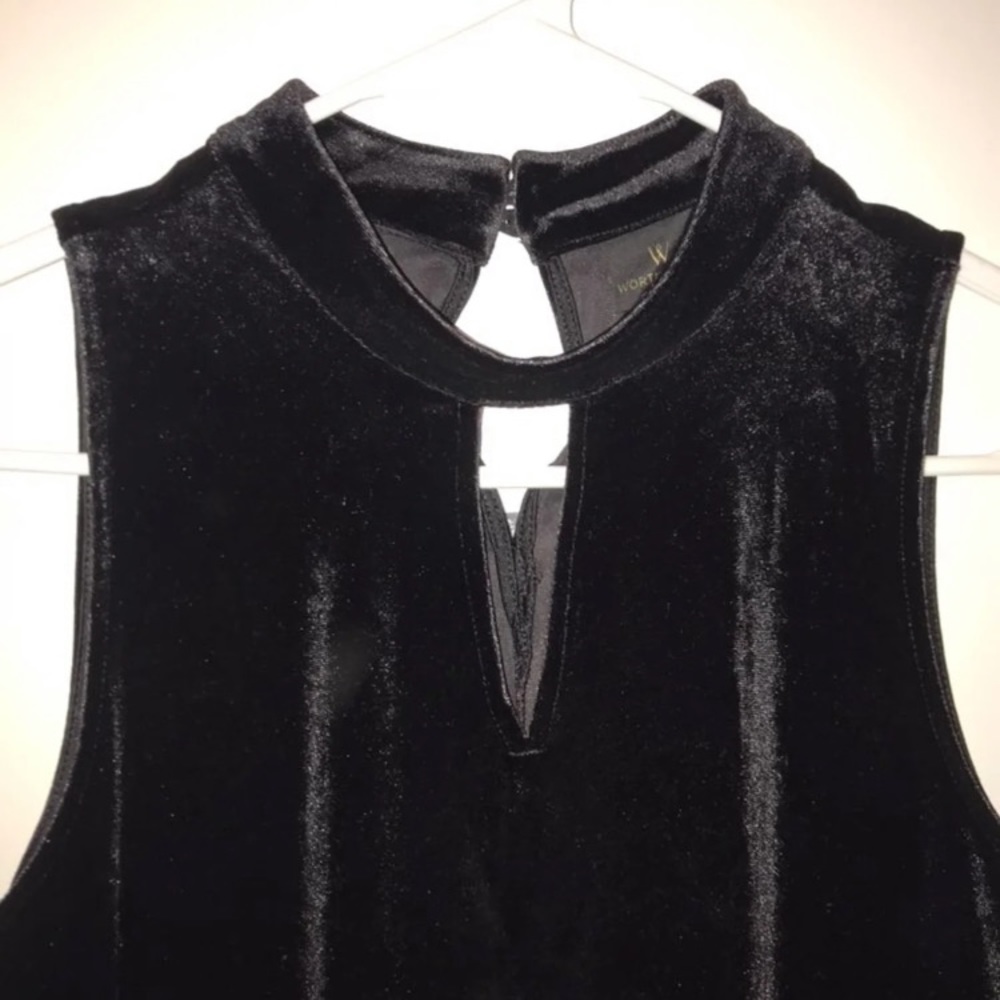 Black crushed velvet keyhole halter dress